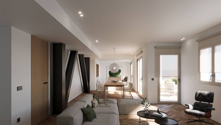 Sala de estar con decoración